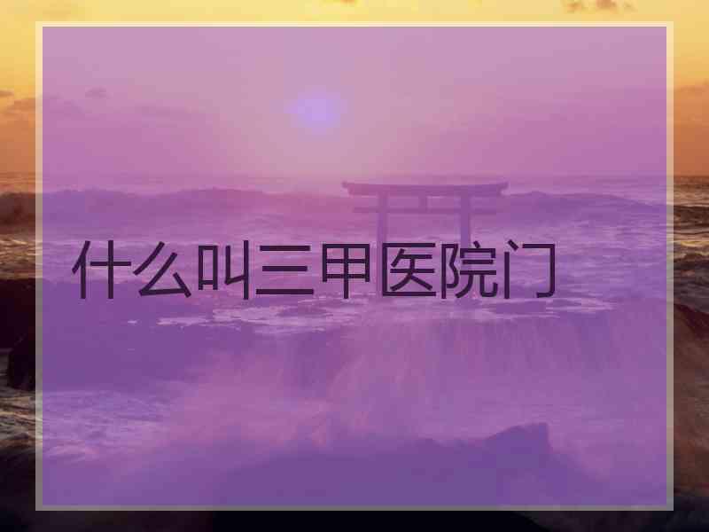 什么叫三甲医院门 什么叫三甲医院门