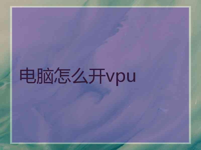 电脑怎么开vpu