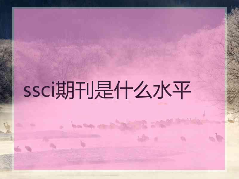ssci期刊是什么水平