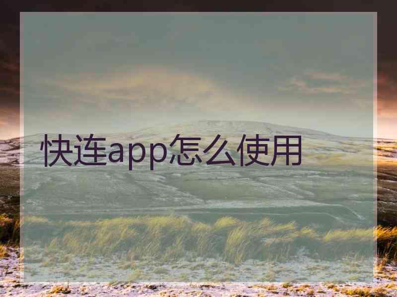 快连app怎么使用