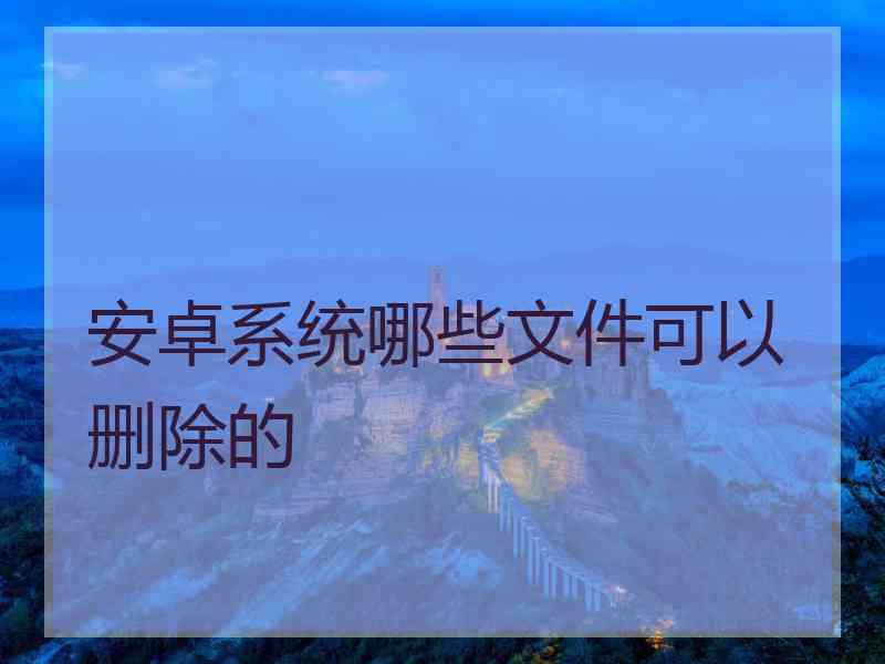 安卓系统哪些文件可以删除的