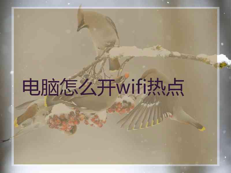 电脑怎么开wifi热点