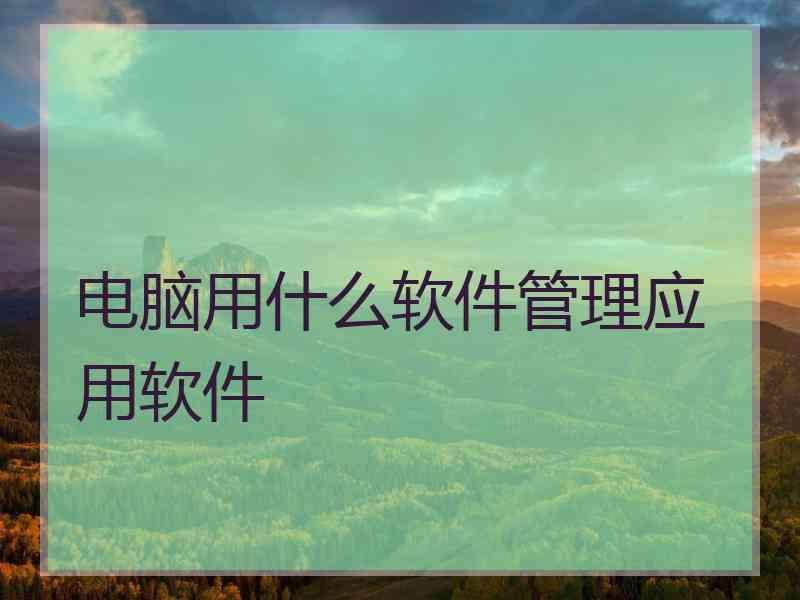 电脑用什么软件管理应用软件
